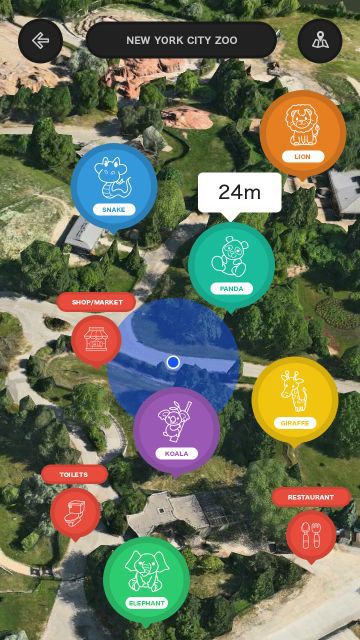 Náhľad mapy Zoologickej záhrady pomocou mobilnej aplikácie Navizoo